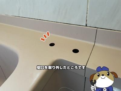 【画像】蛇口を取り外したところの写真です。
