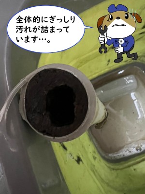 【画像】排水パイプの汚れが詰まっている所の画像です。