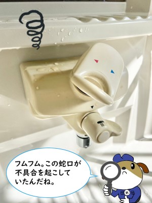 【画像】不具合を起こしている蛇口の画像です。レバー式の蛇口です。