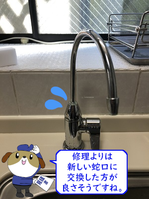 【画像】浄水器用蛇口からの水漏れ