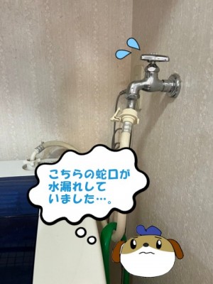 【画像】水漏れしている洗濯蛇口の写真です。